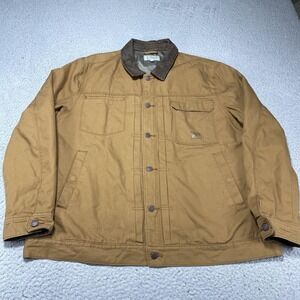 Jeremiah Jacket Mens XL Brown Canvas Workwear Bomber Lined Snap Front Outdoor